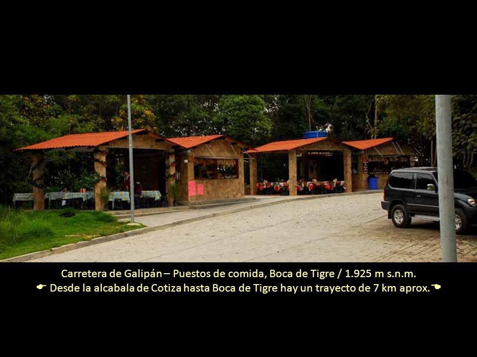 Carretera de Galipán – Puestos de comida, Boca de Tigre / m s.n.m.