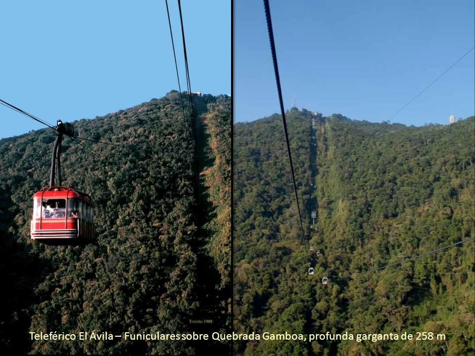 Teleférico El Ávila – Funiculares sobre Quebrada Gamboa, profunda garganta de 258 m