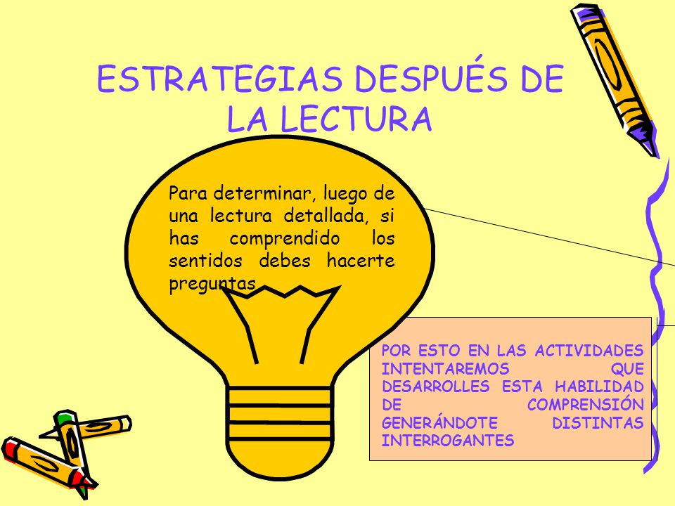 ESTRATEGIAS DESPUÉS DE LA LECTURA