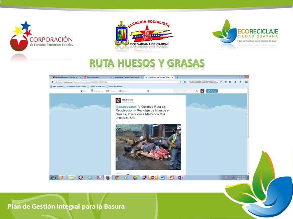Ruta huesos y grasas Plan de Gestión Integral para la Basura