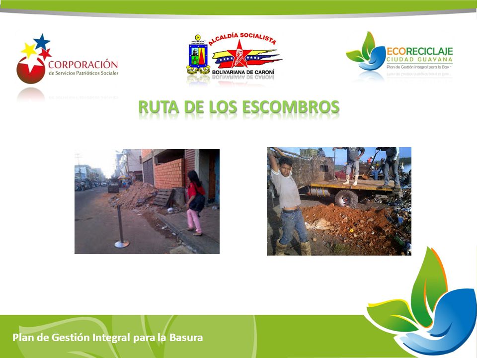 Ruta de los escombros Plan de Gestión Integral para la Basura