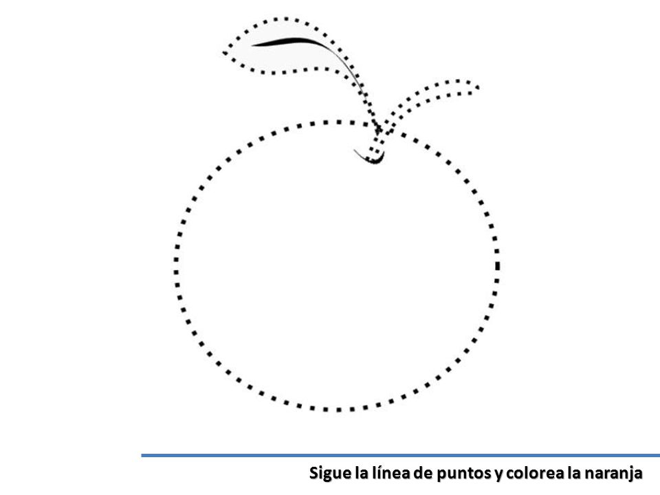 Sigue la línea de puntos y colorea la naranja