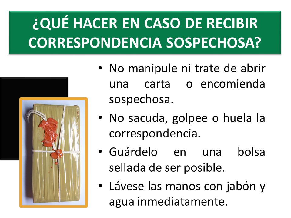 ¿QUÉ HACER EN CASO DE RECIBIR CORRESPONDENCIA SOSPECHOSA