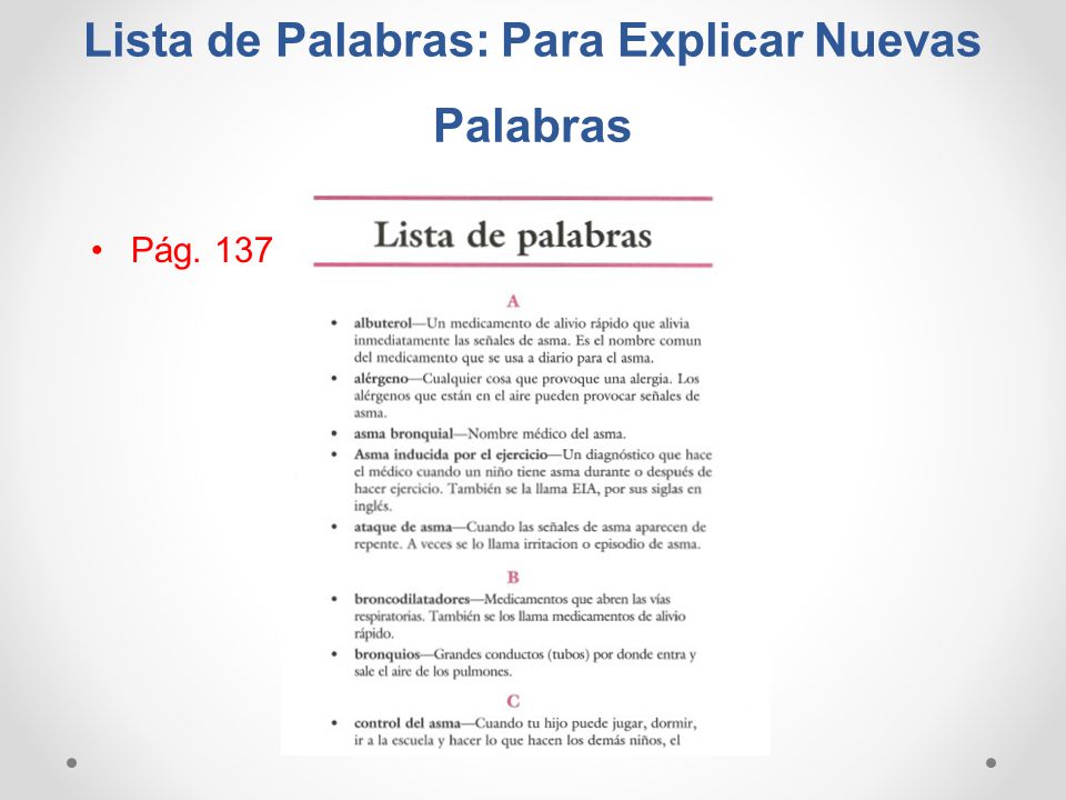 Lista de Palabras: Para Explicar Nuevas Palabras