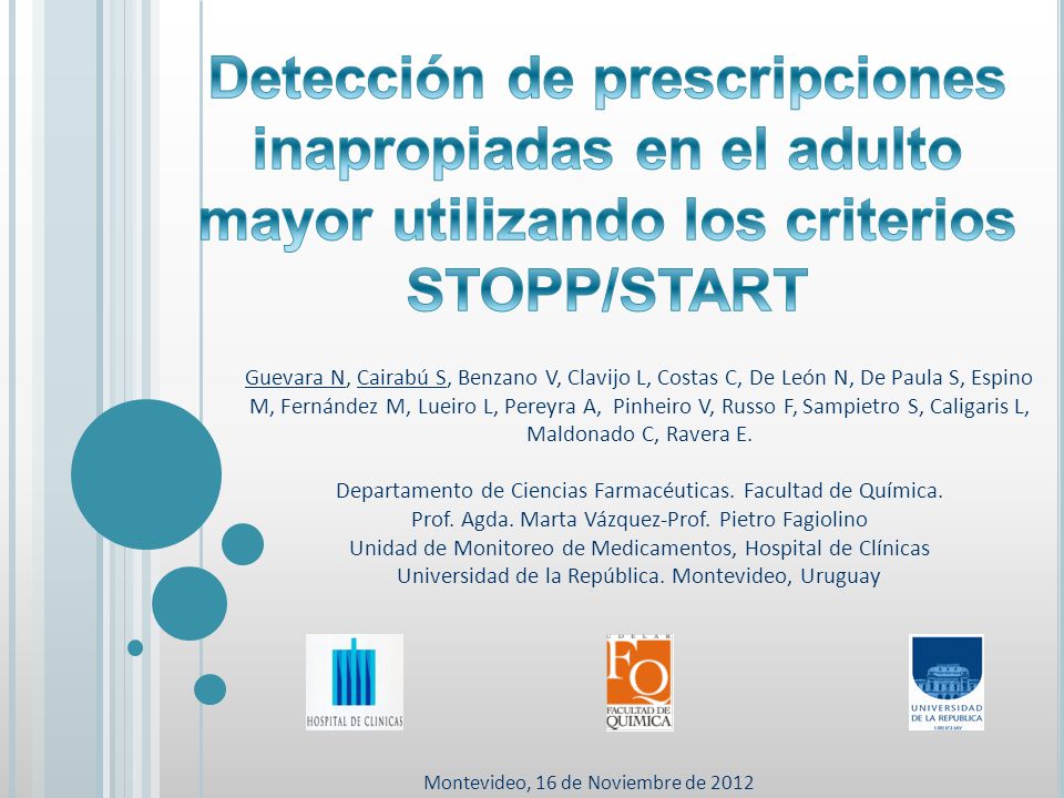 Detección de prescripciones inapropiadas en el adulto mayor utilizando los criterios STOPP/START