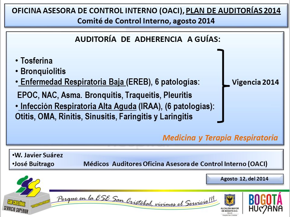 AUDITORÍA DE ADHERENCIA A GUÍAS: Medicina y Terapia Respiratoria