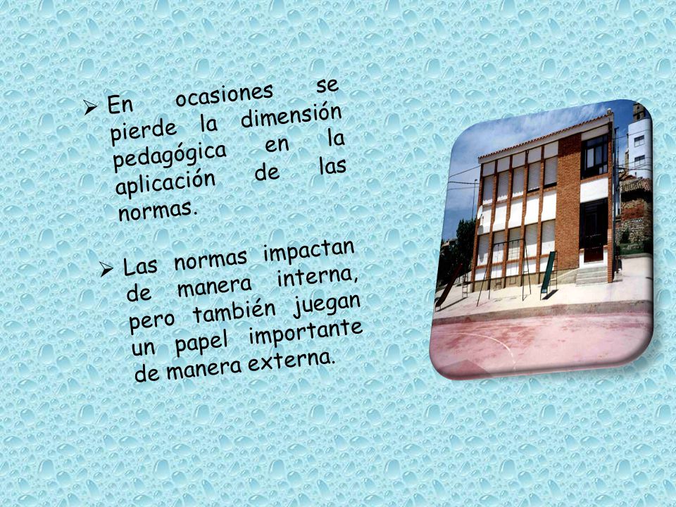 En ocasiones se pierde la dimensión pedagógica en la aplicación de las normas.