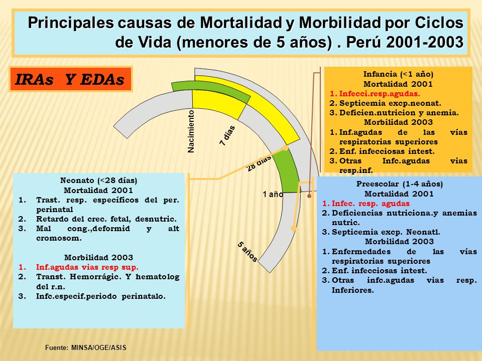 Principales causas de Mortalidad y Morbilidad por Ciclos de Vida (menores de 5 años) . Perú