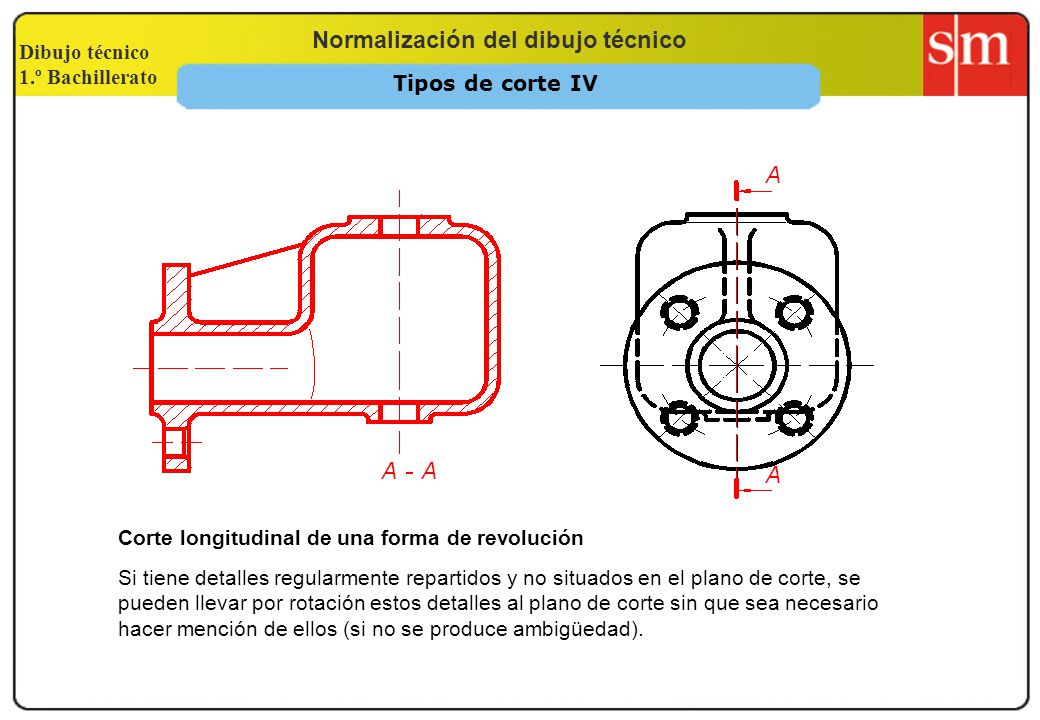 Tipos de corte IV Corte longitudinal de una forma de revolución.