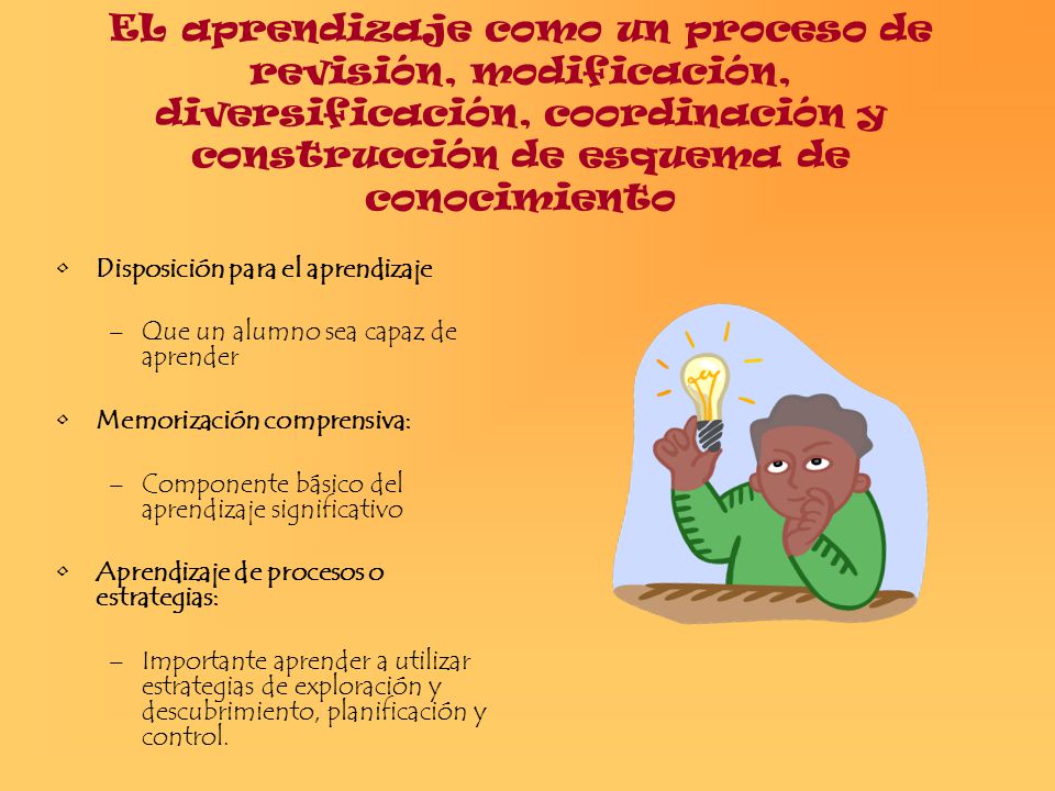 EL aprendizaje como un proceso de revisión, modificación, diversificación, coordinación y construcción de esquema de conocimiento
