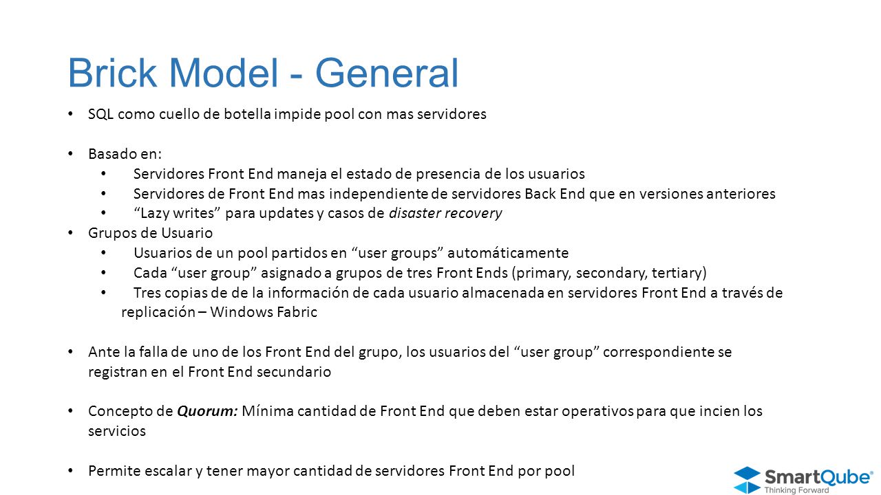 Brick Model - General SQL como cuello de botella impide pool con mas servidores. Basado en: