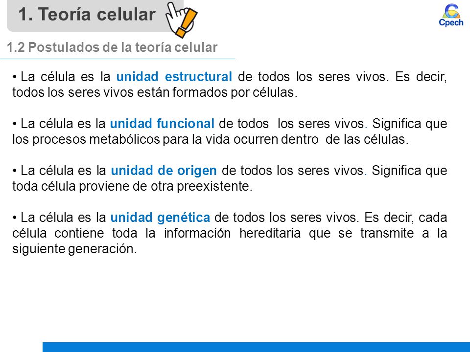 1. Teoría celular 1.2 Postulados de la teoría celular