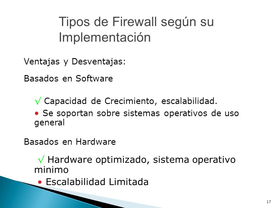 Tipos de Firewall según su Implementación