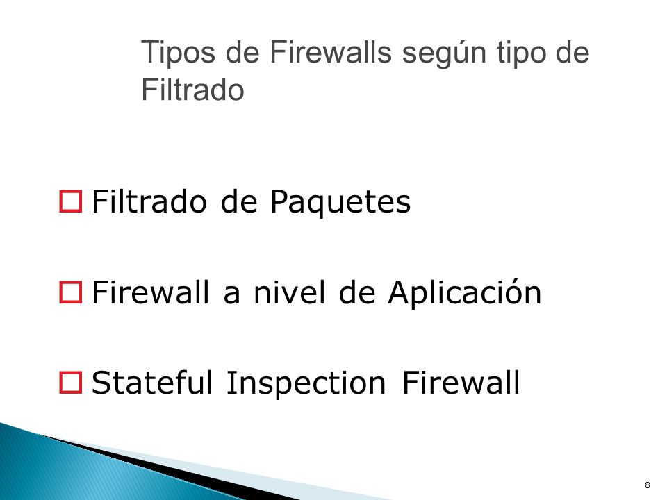 Tipos de Firewalls según tipo de Filtrado