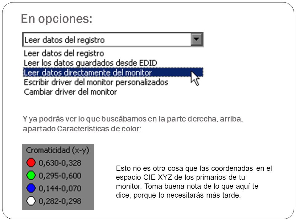 En opciones: Y ya podrás ver lo que buscábamos en la parte derecha, arriba, apartado Características de color: