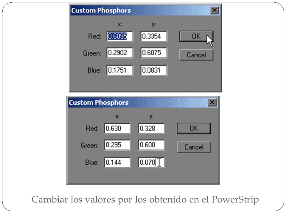 Cambiar los valores por los obtenido en el PowerStrip