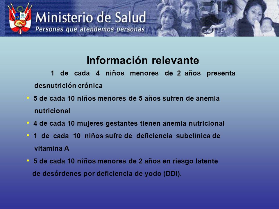 Información relevante 1 de cada 4 niños menores de 2 años presenta