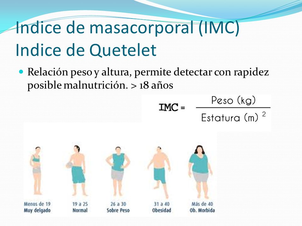 Indice de masacorporal (IMC) Indice de Quetelet