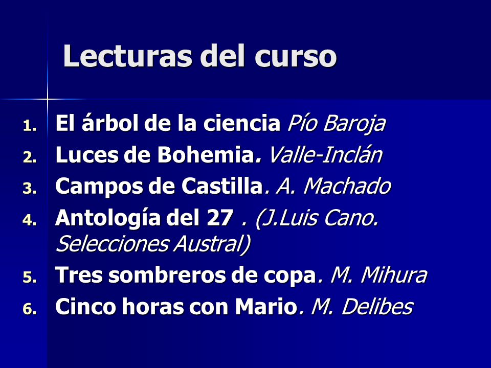 Lecturas del curso El árbol de la ciencia Pío Baroja