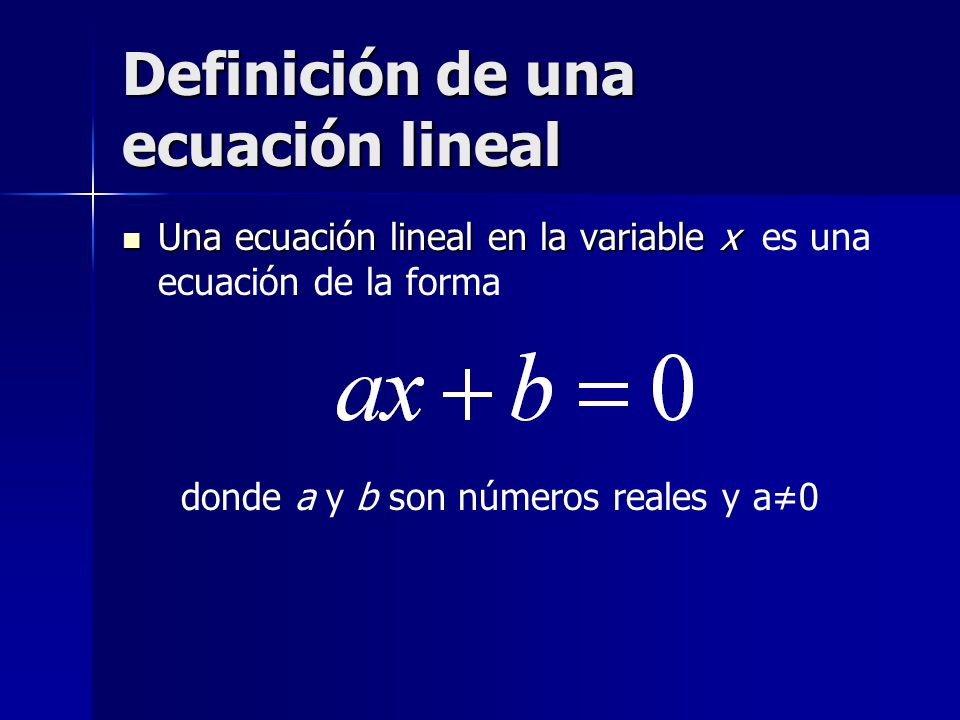 Definición de una ecuación lineal