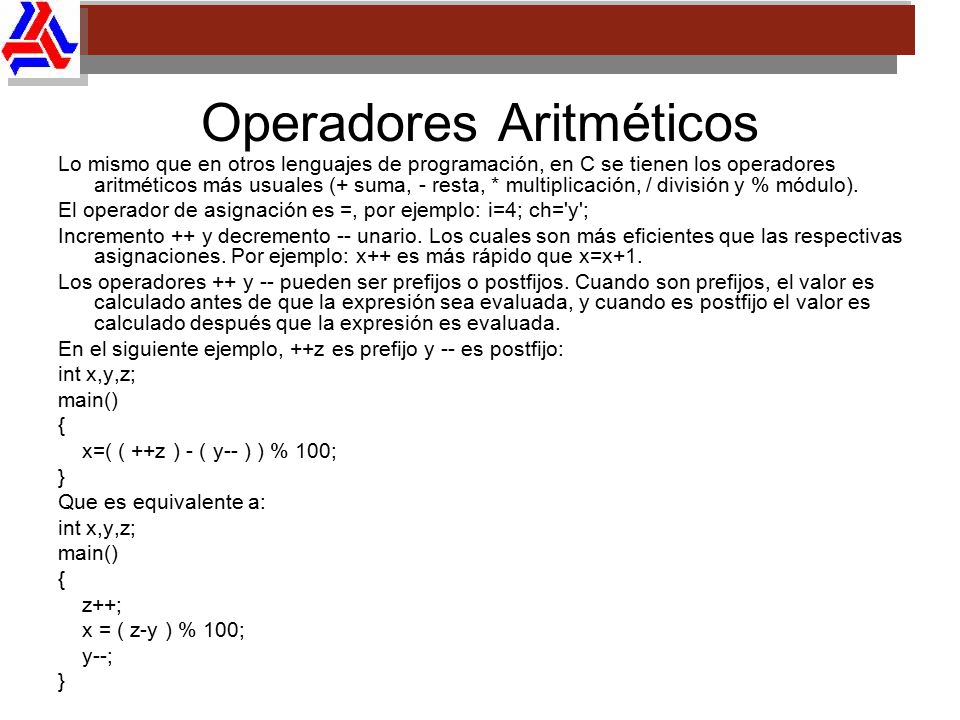 Operadores Aritméticos