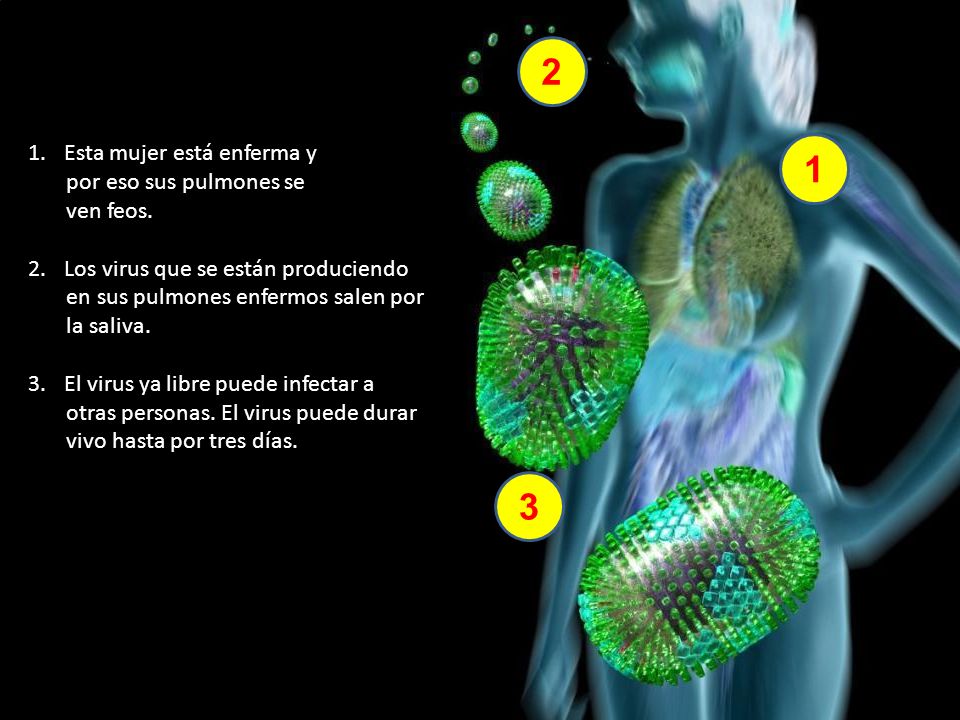 2 1 3 Esta mujer está enferma y por eso sus pulmones se ven feos.