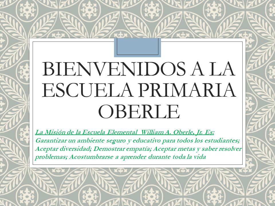 BIENVENIDOS A LA ESCUELA PRIMARIA OBERLE