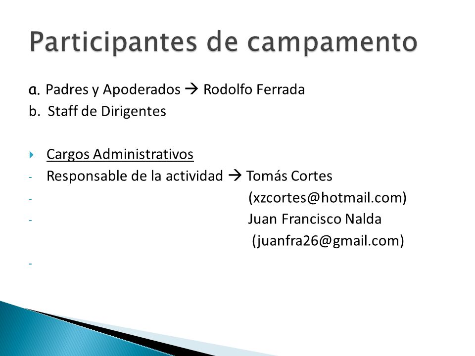 Participantes de campamento