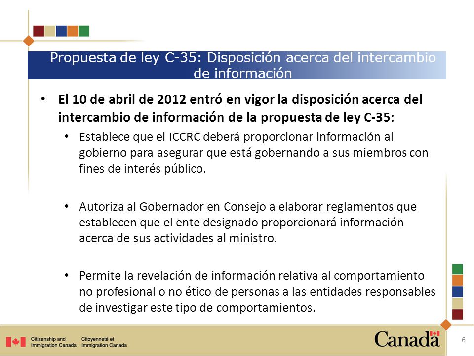 PROTECTED B Propuesta de ley C-35: Disposición acerca del intercambio de información.