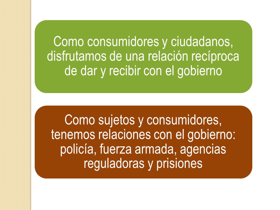 Como consumidores y ciudadanos, disfrutamos de una relación recíproca de dar y recibir con el gobierno