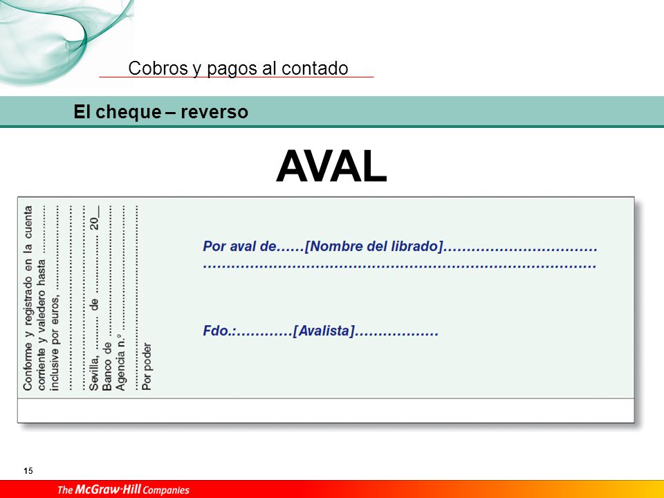 El cheque TIPOS Cheque al portador Cheque nominativo