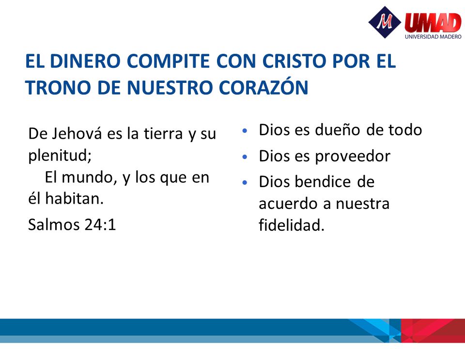 EL DINERO COMPITE CON CRISTO POR EL TRONO DE NUESTRO CORAZÓN