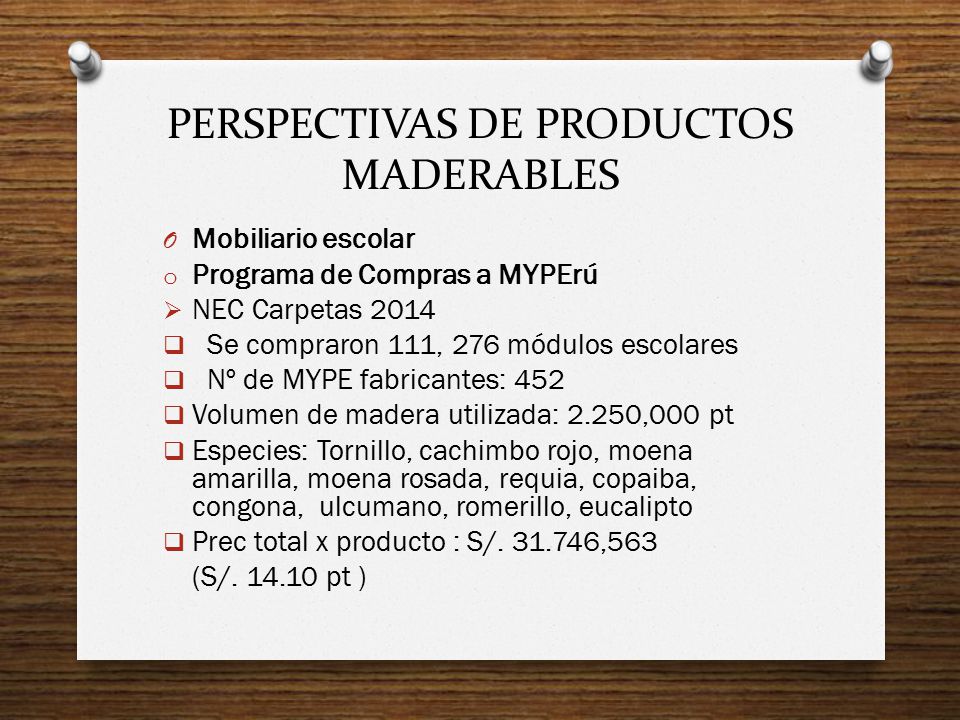 PERSPECTIVAS DE PRODUCTOS MADERABLES
