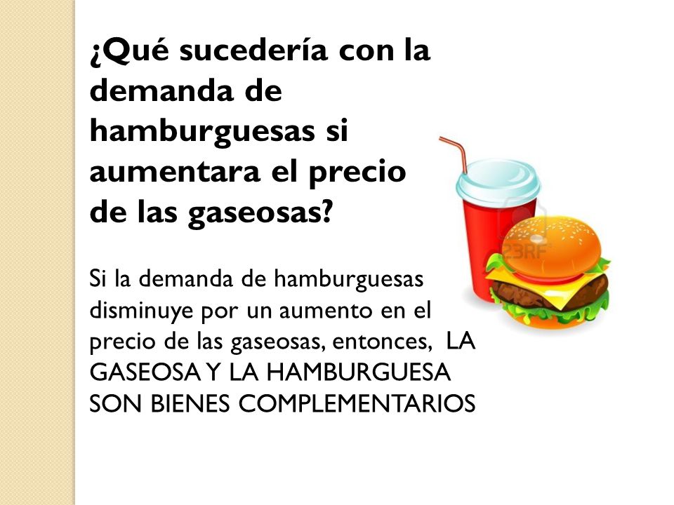 ¿Qué sucedería con la demanda de hamburguesas si aumentara el precio de las gaseosas