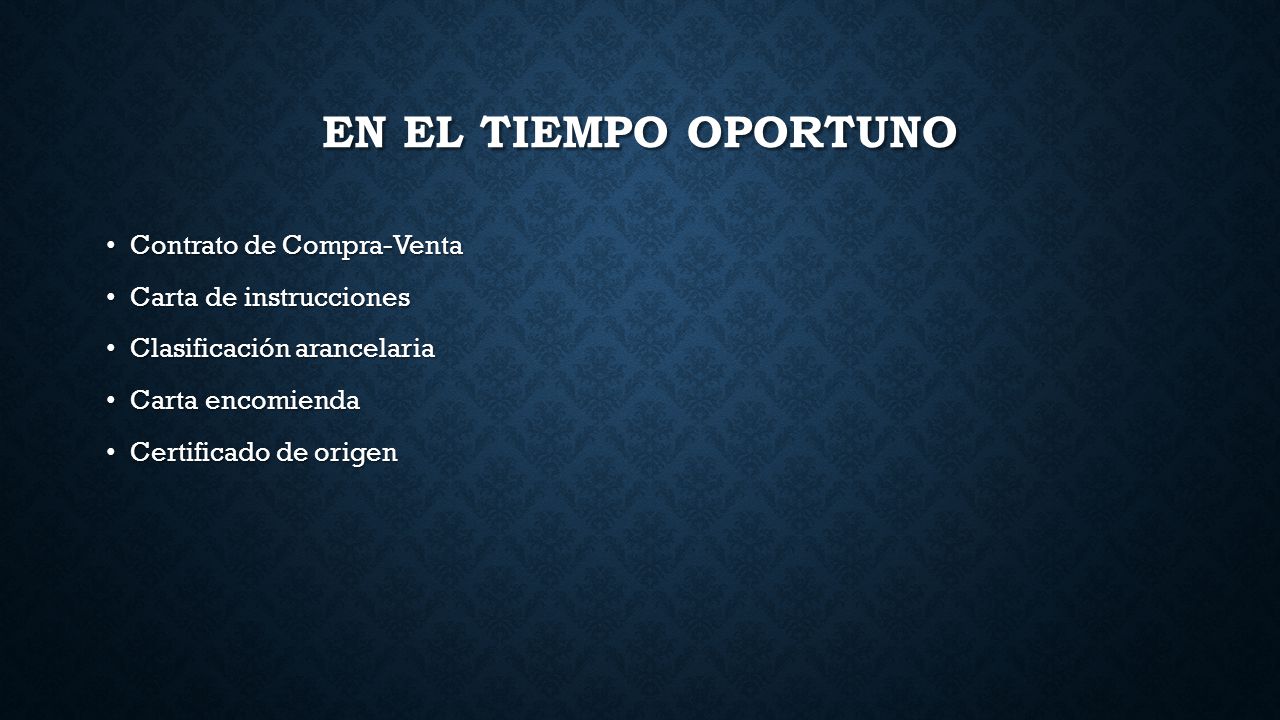 EN EL TIEMPO OPORTUNO Contrato de Compra-Venta Carta de instrucciones