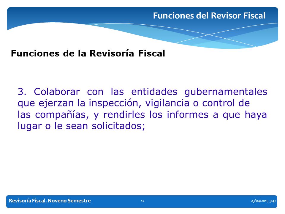 Funciones del Revisor Fiscal