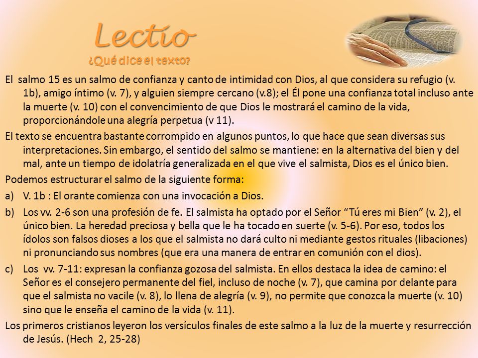 Lectio ¿Qué dice el texto