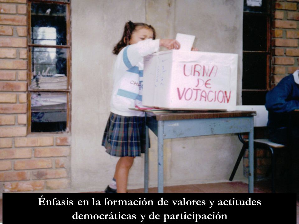 Énfasis en la formación de valores y actitudes democráticas y de participación