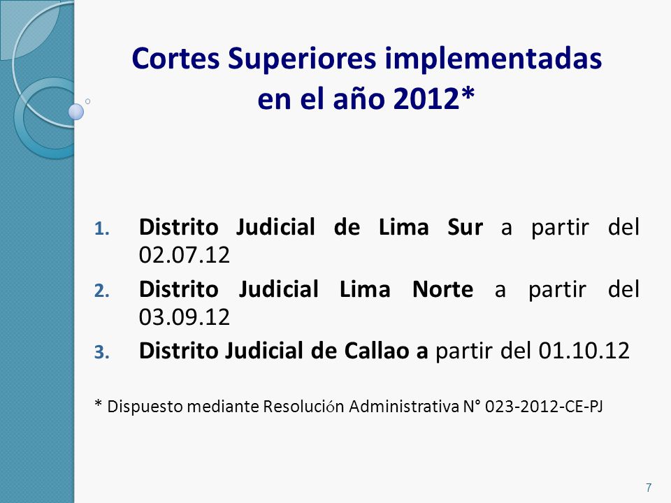 Cortes Superiores implementadas en el año 2012*