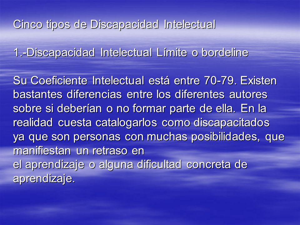 Cinco tipos de Discapacidad Intelectual 1