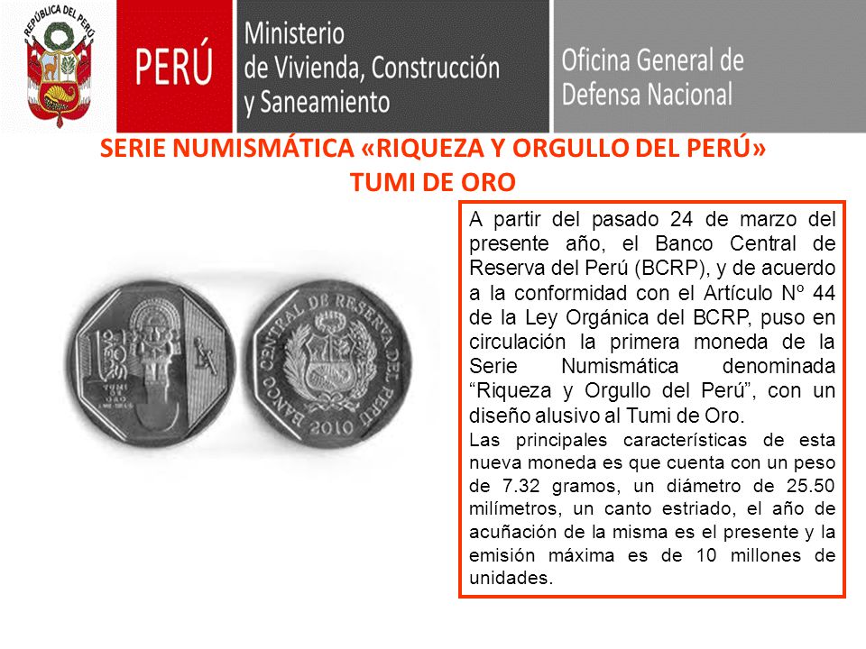 SERIE NUMISMÁTICA «RIQUEZA Y ORGULLO DEL PERÚ» TUMI DE ORO