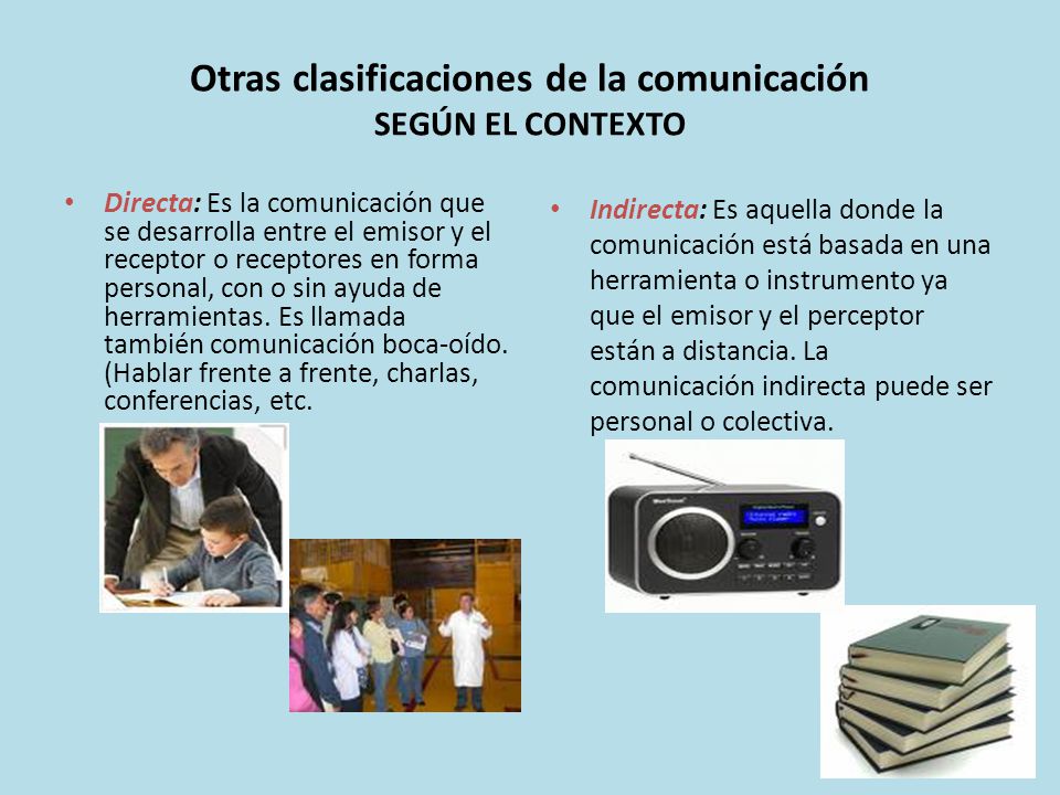 Otras clasificaciones de la comunicación SEGÚN EL CONTEXTO