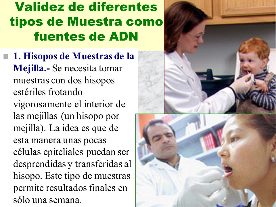 Validez de diferentes tipos de Muestra como fuentes de ADN