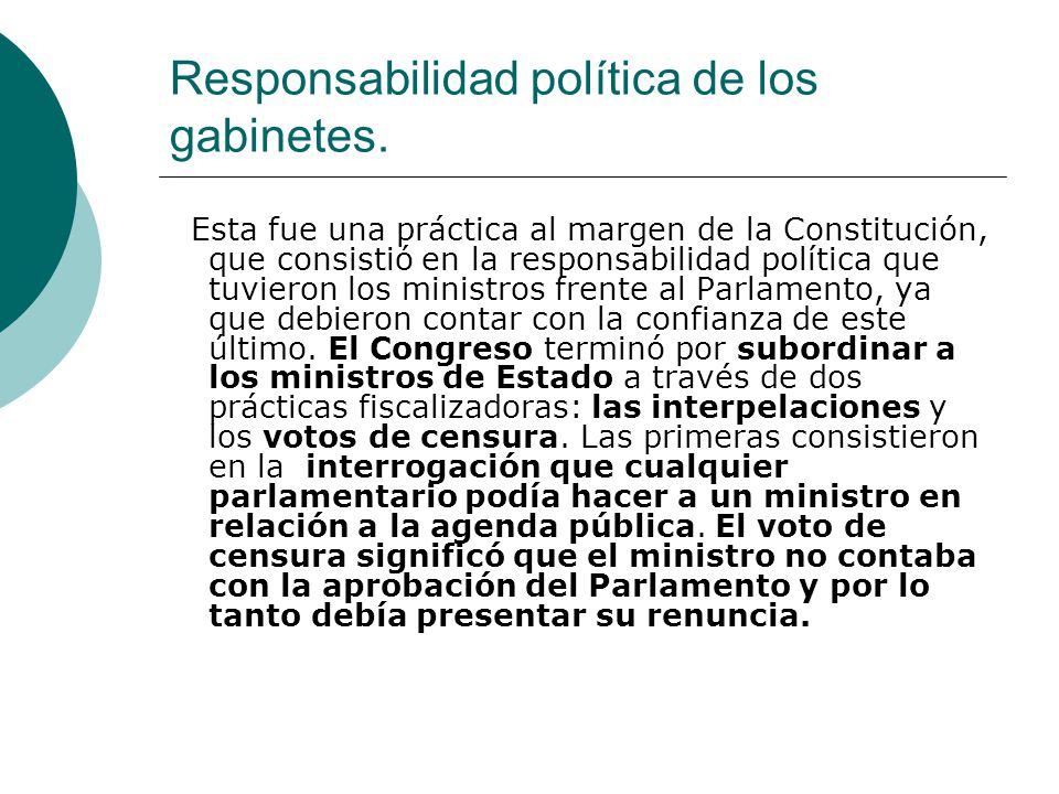 Responsabilidad política de los gabinetes.