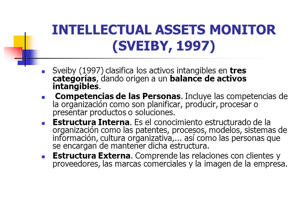INTELLECTUAL ASSETS MONITOR (SVEIBY, 1997)