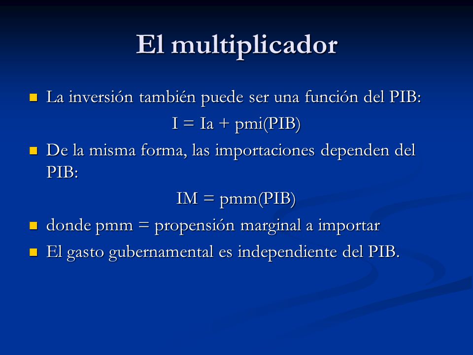 El multiplicador La inversión también puede ser una función del PIB:
