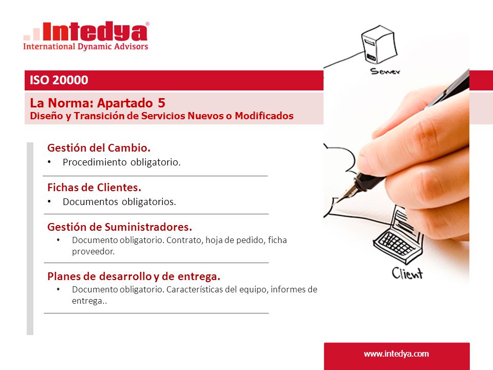 ISO La Norma: Apartado 5 Gestión del Cambio. Fichas de Clientes.