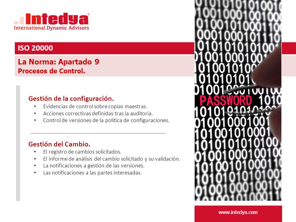 ISO La Norma: Apartado 9 Gestión de la configuración.