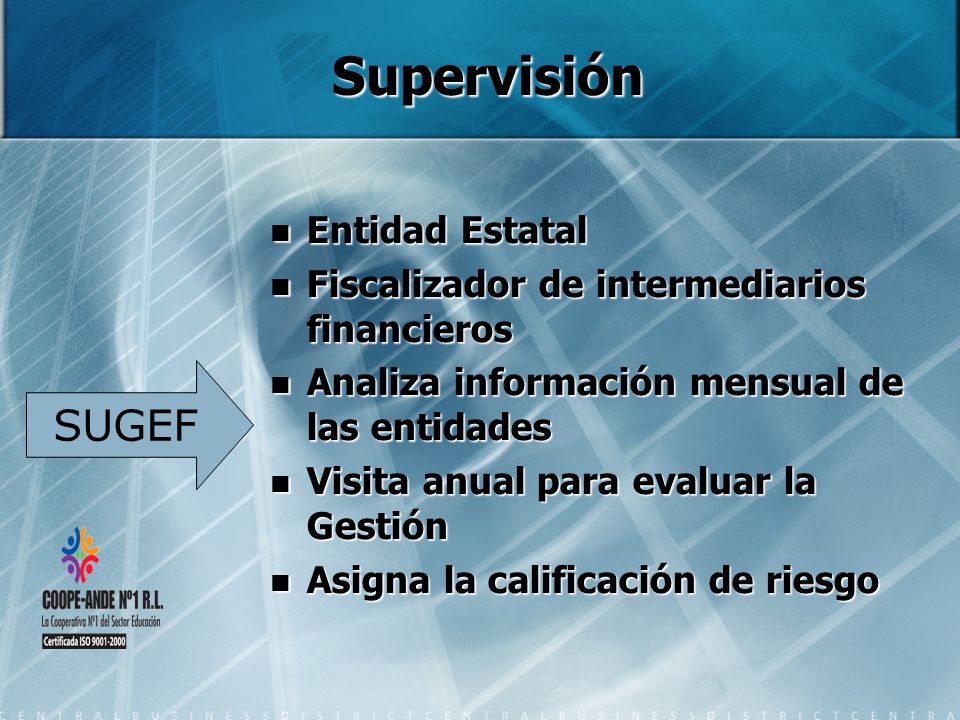 Supervisión SUGEF Entidad Estatal