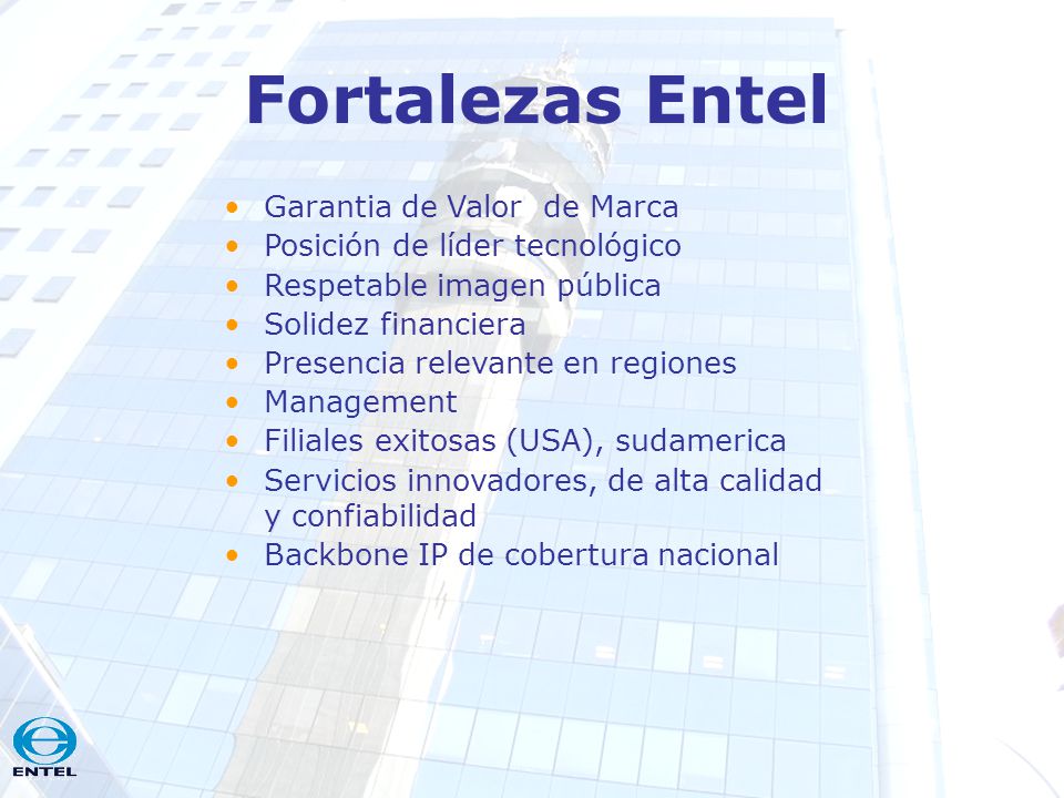 Fortalezas Entel Garantia de Valor de Marca